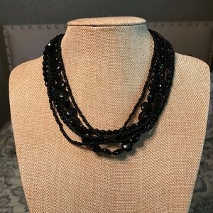 Premier Designs black beaded layered necklace.